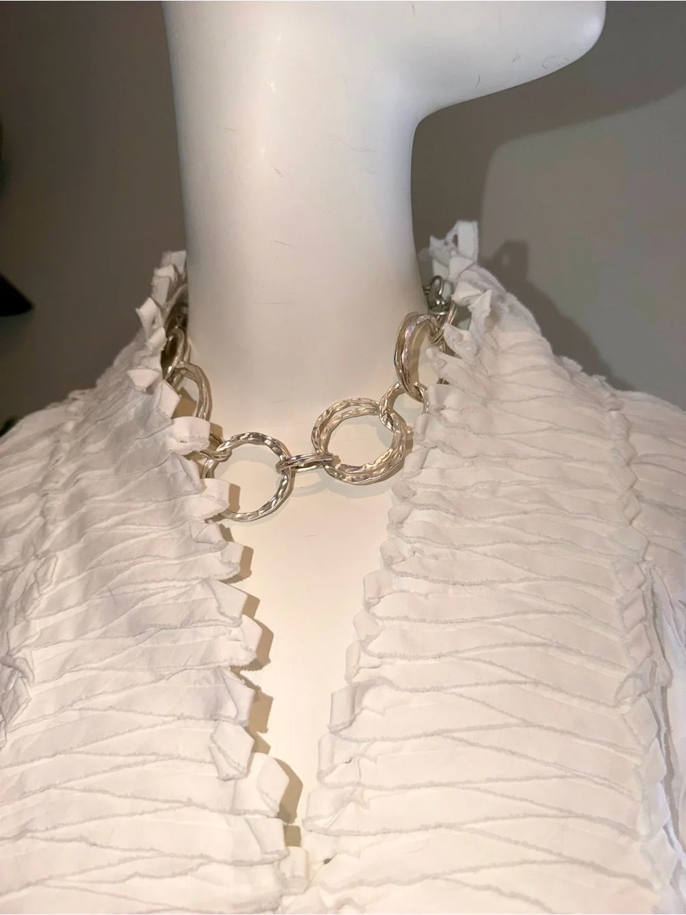 Source Unknown Hammered Silver Link Necklace